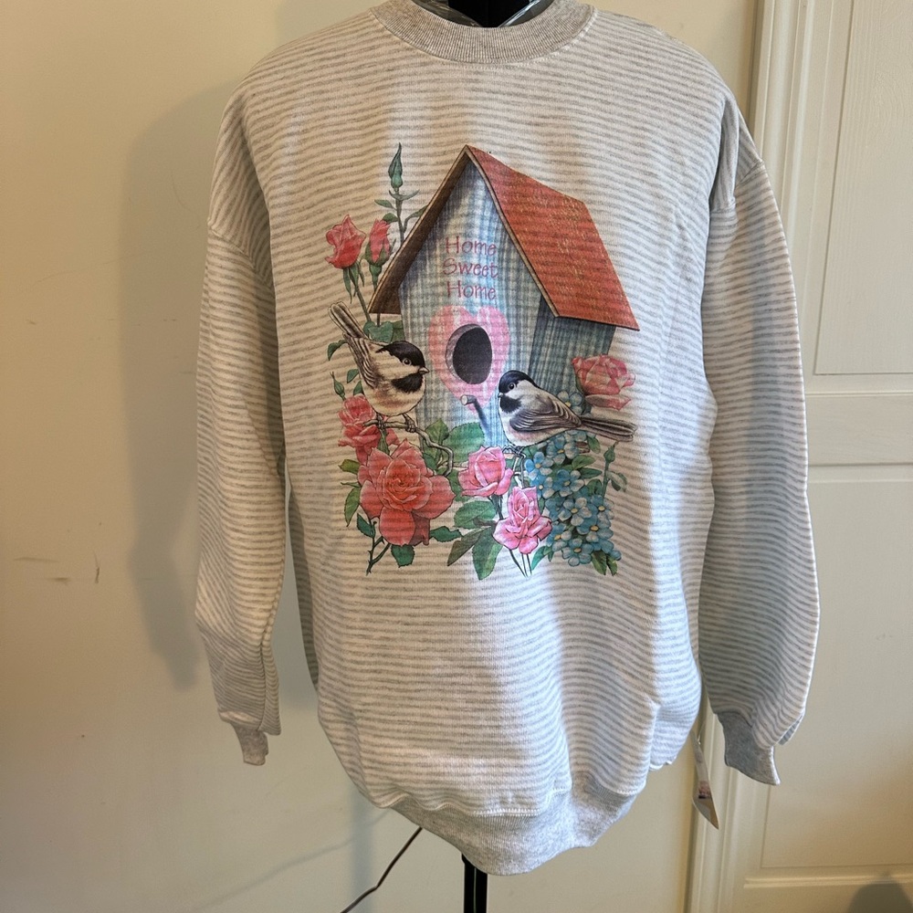 Jerzees Heather Gray Striped Sweatshirt size XL